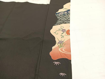 平和屋着物■豪華黒留袖　重山几帳花文　金彩　正絹　逸品　BAAY4581hv