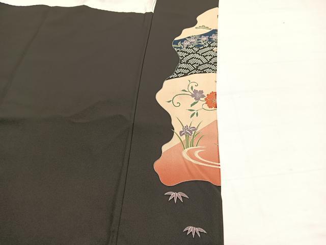 平和屋着物■豪華黒留袖　重山几帳花文　金彩　正絹　逸品　BAAY4581hv