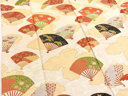 平和屋着物■豪華振袖　雲取り扇面文　金彩　扇面金通し地　正絹　逸品　BAAY4586hv