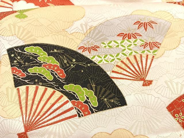 平和屋着物■豪華振袖　雲取り扇面文　金彩　扇面金通し地　正絹　逸品　BAAY4586hv