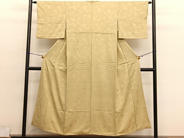 平和屋着物■上質な色無地　亀甲色紙地紋　卵色　正絹　逸品　BAAY4590hv