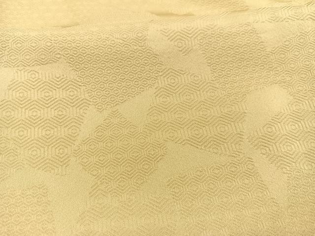 平和屋着物■上質な色無地　亀甲色紙地紋　卵色　正絹　逸品　BAAY4590hv
