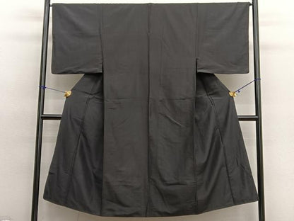 平和屋着物■男性　紬　縞　黒地　正絹　逸品　BAAY4591hv