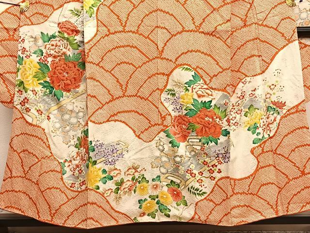 平和屋着物■豪華振袖　駒刺繍　絞り　楽器花文　金彩　正絹　逸品　BAAY4594hv