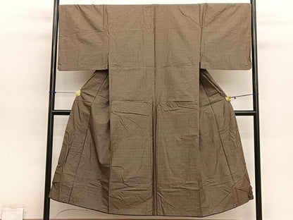 平和屋着物■男性　紬　格子　正絹　逸品　BAAY4595hv
