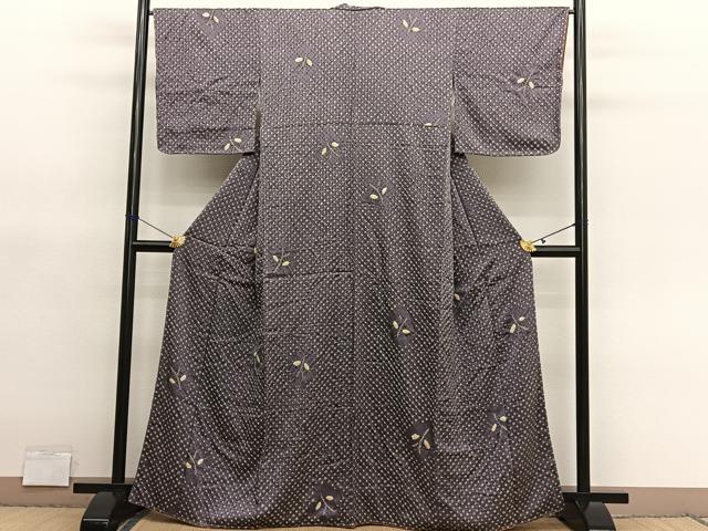 平和屋着物■上質な小紋　総絞り　枝葉文　正絹　逸品　未使用　BAAY4598hv