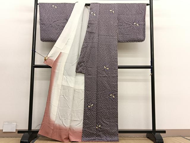 平和屋着物■上質な小紋　総絞り　枝葉文　正絹　逸品　未使用　BAAY4598hv