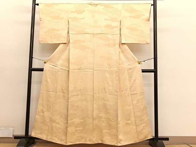 平和屋着物■上質な色無地　エ霞有職地紋　飴色　正絹　逸品　BAAY4600hv