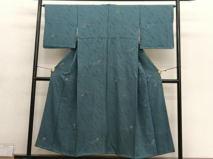 平和屋着物■上質な小紋　寿光織　桐　金銀糸　正絹　逸品　BAAY4603hv