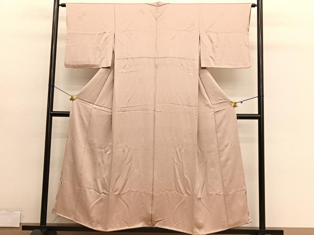 平和屋着物■上質な色無地　記号地紋　赤香色　正絹　逸品　BAAY4604hv