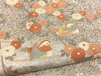 平和屋着物■訪問着　鴛鴦花文　たたき染め　金彩　正絹　逸品　BAAY4605hv