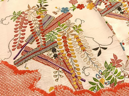 平和屋着物■豪華振袖　駒刺繍　絞り　扇花文　金彩　正絹　逸品　BAAY4607hv