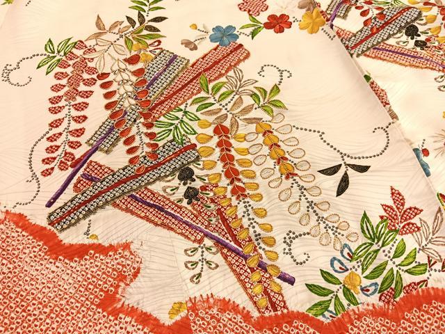 平和屋着物■豪華振袖　駒刺繍　絞り　扇花文　金彩　正絹　逸品　BAAY4607hv