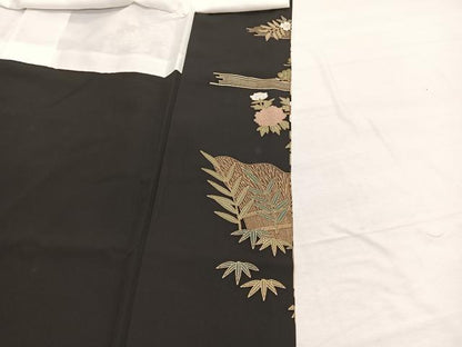 平和屋着物■豪華黒留袖　御所車花文　金彩　正絹　逸品　BAAY4609hv