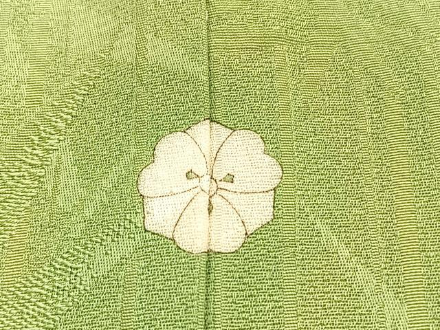 平和屋着物■上質な色無地　笹竹地紋　抹茶色　正絹　逸品　BAAY4610hv