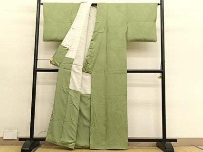平和屋着物■上質な色無地　樹木地紋　根岸色　正絹　逸品　未使用　BAAY4612hv
