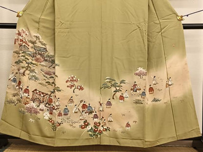 平和屋着物■豪華色留袖　作家物　手描き　寿光織　大名行列　暈し染め　金糸　正絹　逸品　BAAY4615hv