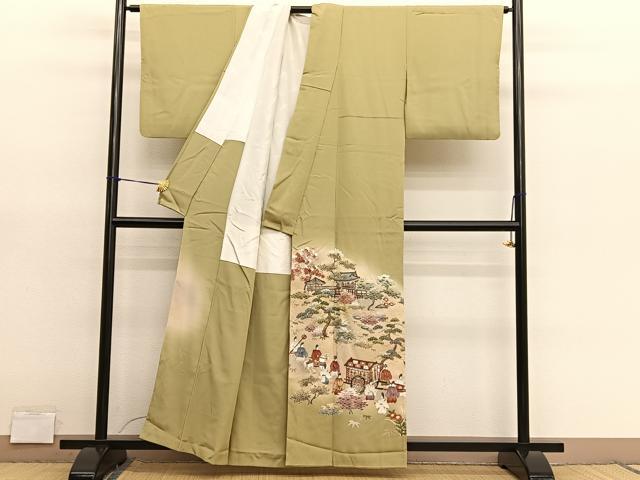 平和屋着物■豪華色留袖　作家物　手描き　寿光織　大名行列　暈し染め　金糸　正絹　逸品　BAAY4615hv