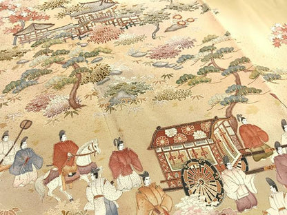 平和屋着物■豪華色留袖　作家物　手描き　寿光織　大名行列　暈し染め　金糸　正絹　逸品　BAAY4615hv