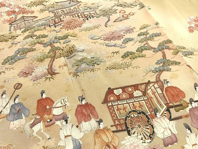 平和屋着物■豪華色留袖　作家物　手描き　寿光織　大名行列　暈し染め　金糸　正絹　逸品　BAAY4615hv