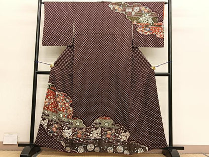 平和屋着物■訪問着　絞り　辻が花　金彩　正絹　逸品　BAAY4616hv