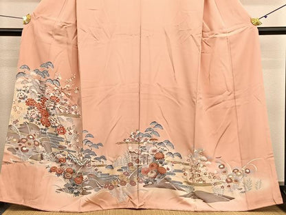 平和屋着物■豪華色留袖　風景花文　暈し染め　金彩　正絹　逸品　BAAY4617hv
