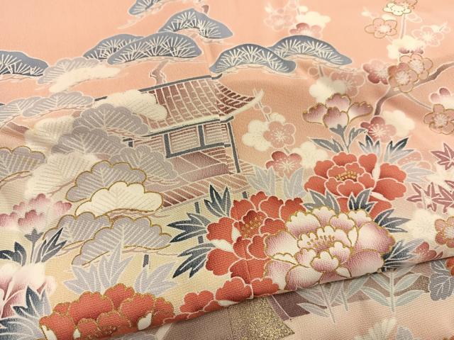 平和屋着物■豪華色留袖　風景花文　暈し染め　金彩　正絹　逸品　BAAY4617hv