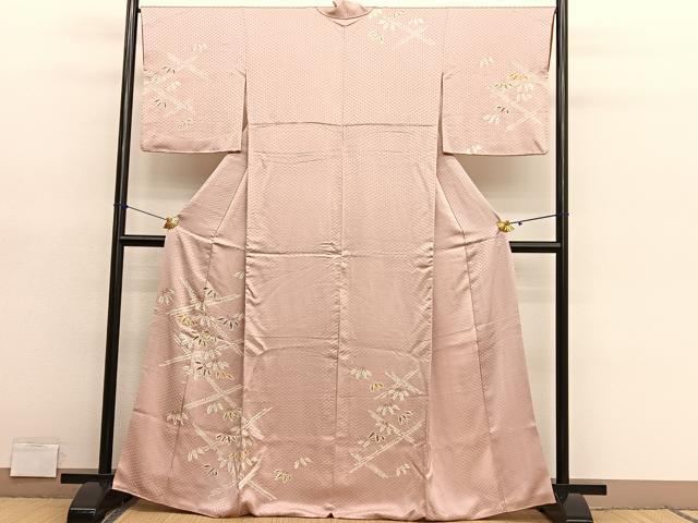 平和屋着物■訪問着　絞り　笹竹文　金彩　正絹　逸品　BAAY4620hv