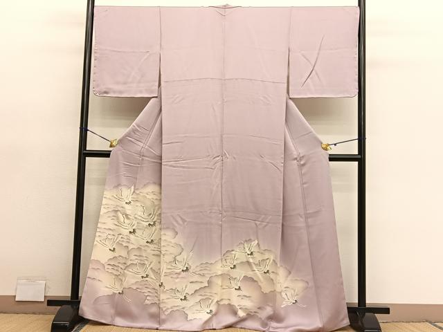 平和屋着物■豪華色留袖　飛鶴文　暈し染め　金糸　正絹　逸品　BAAY4622hv