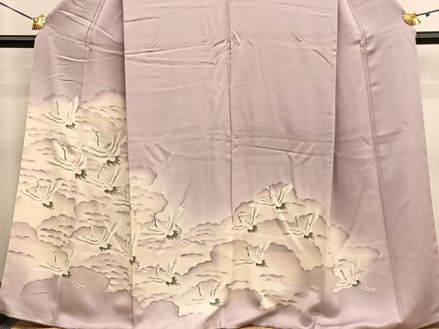 平和屋着物■豪華色留袖　飛鶴文　暈し染め　金糸　正絹　逸品　BAAY4622hv