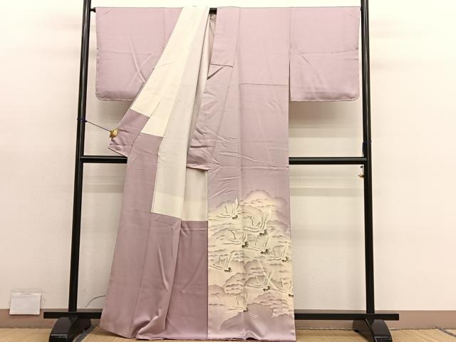 平和屋着物■豪華色留袖　飛鶴文　暈し染め　金糸　正絹　逸品　BAAY4622hv