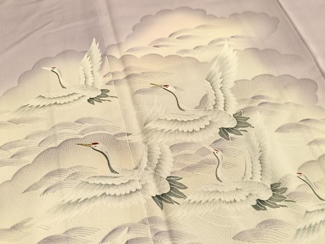 平和屋着物■豪華色留袖　飛鶴文　暈し染め　金糸　正絹　逸品　BAAY4622hv