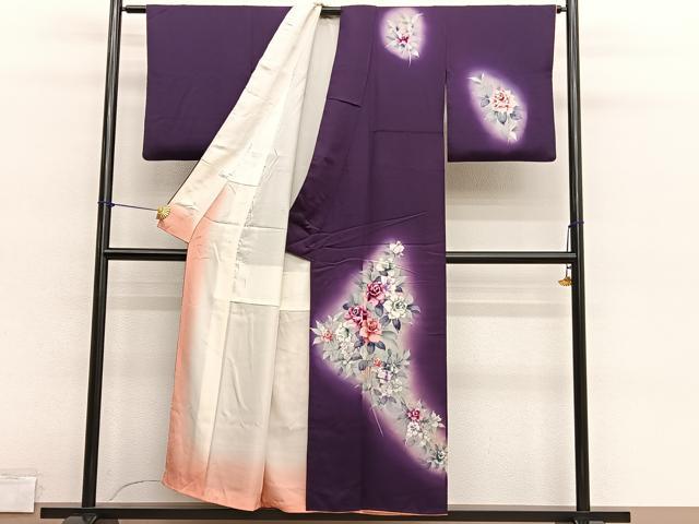 平和屋着物■訪問着　手描き　薔薇　暈し染め　正絹　逸品　BAAY4623hv