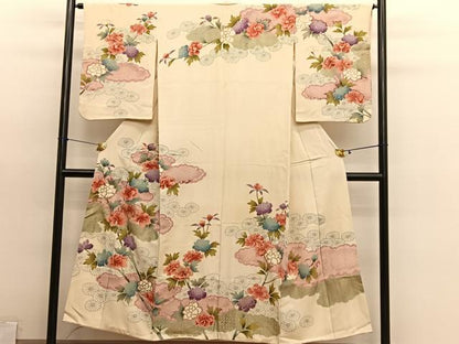 平和屋着物■訪問着　雲取り牡丹文　金彩　正絹　逸品　BAAY4627hv