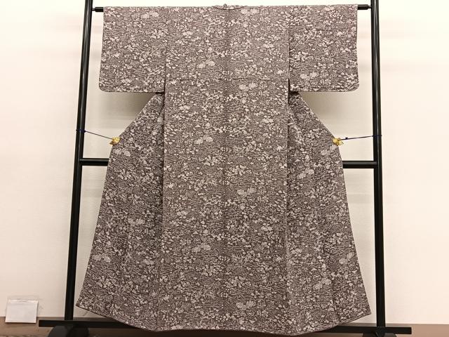 平和屋着物■上質な小紋　御所解花文　鬼しぼ縮緬　正絹　逸品　BAAY4628hv