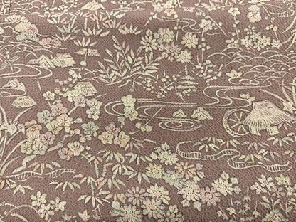 平和屋着物■上質な小紋　御所解花文　鬼しぼ縮緬　正絹　逸品　BAAY4628hv