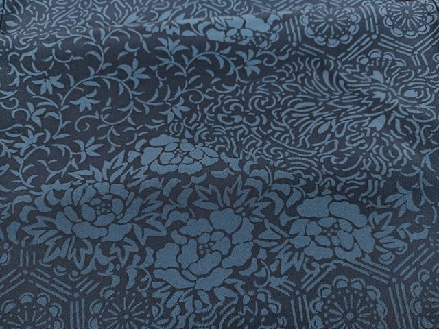 平和屋着物■上質な小紋　藍　型染め　草花文　正絹　逸品　BAAY4629hv