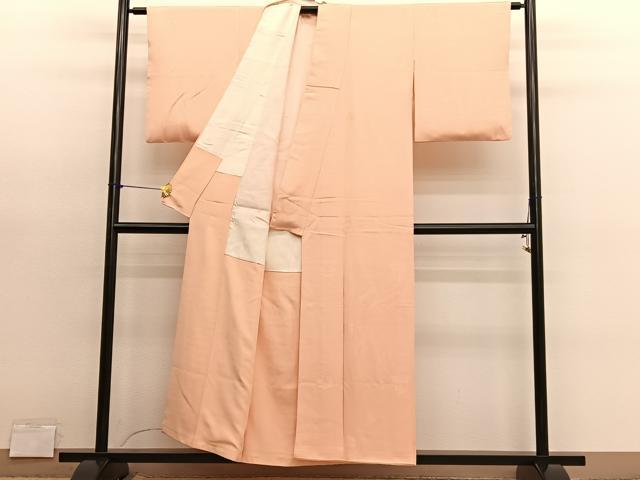 平和屋着物■上質な色無地　草花地紋　洒落柿色　正絹　逸品　BAAY4630hv