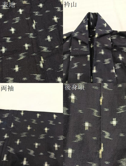 平和屋着物●久留米絣　単衣　絣文様　綿　逸品　BAAY4642hv