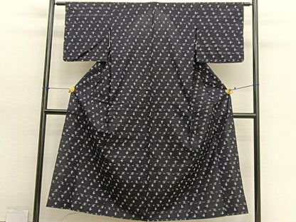 平和屋着物●久留米絣　単衣　絣文様　綿　逸品　BAAY4642hv