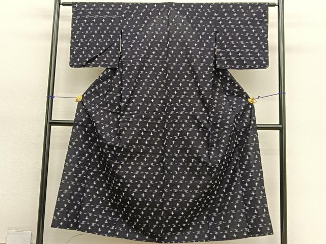 平和屋着物●久留米絣　単衣　絣文様　綿　逸品　BAAY4642hv