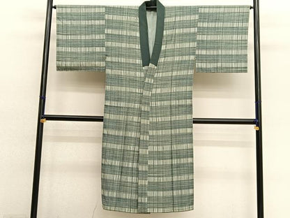 平和屋着物■男性　長襦袢　袷　格子　正絹　逸品　BAAY4646hv