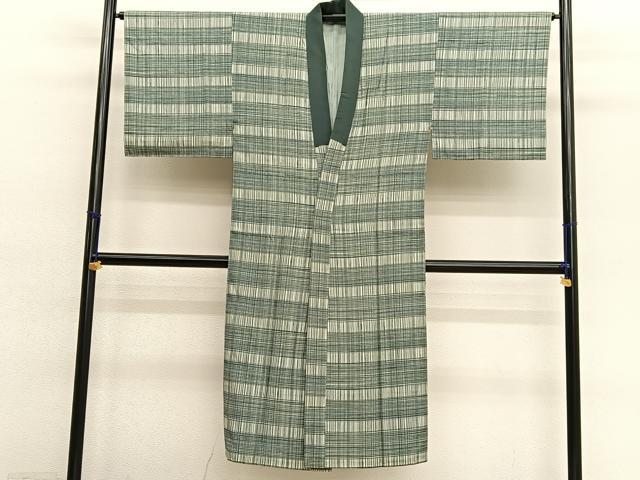 平和屋着物■男性　長襦袢　袷　格子　正絹　逸品　BAAY4646hv