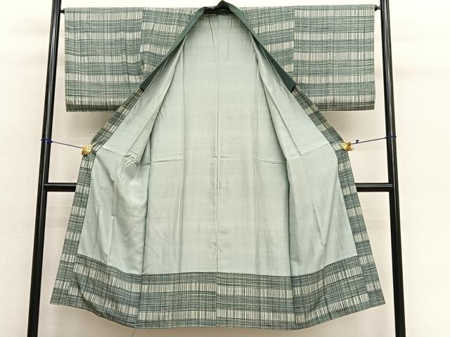 平和屋着物■男性　長襦袢　袷　格子　正絹　逸品　BAAY4646hv