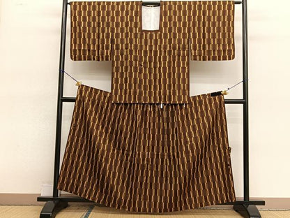 平和屋着物■道行コート　雨コート　二部式　幾何学文様　正絹　逸品　未使用　BAAY4658hv