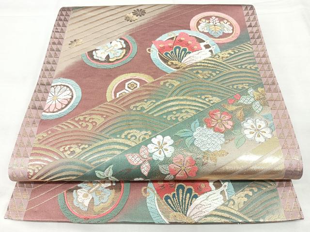 平和屋着物◎六通柄袋帯　唐織　花蝶文　夢小袖　金銀糸　正絹　逸品　BAAY5004qw