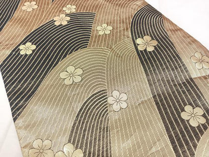 平和屋着物◎佐賀錦　両面　六通柄袋帯　花蝶文　金銀糸　正絹　逸品　BAAX5400qw