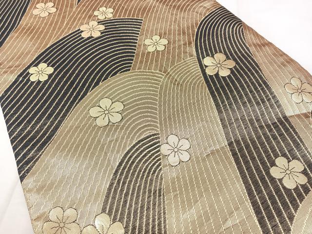 平和屋着物◎佐賀錦　両面　六通柄袋帯　花蝶文　金銀糸　正絹　逸品　BAAX5400qw