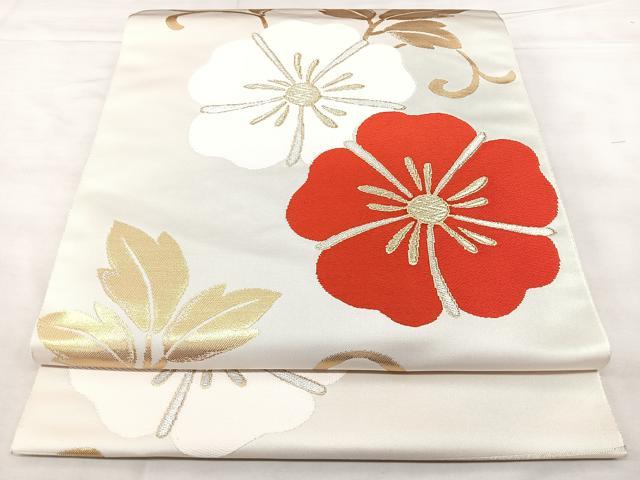 平和屋着物◎西陣　六通柄袋帯　花唐草文　金銀糸　正絹　逸品　BAAY5017qw