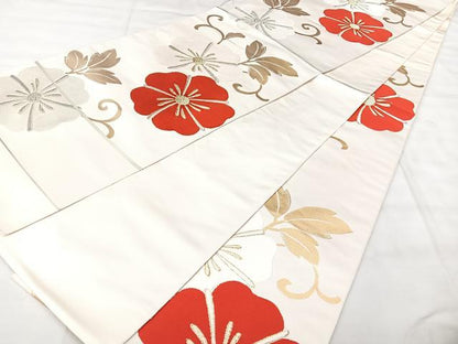 平和屋着物◎西陣　六通柄袋帯　花唐草文　金銀糸　正絹　逸品　BAAY5017qw